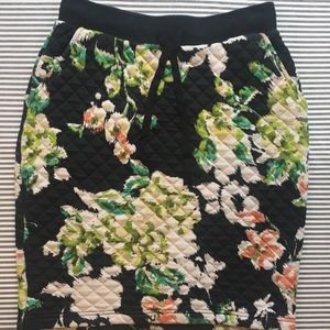 Anthropologie Floral Quilted Skirt